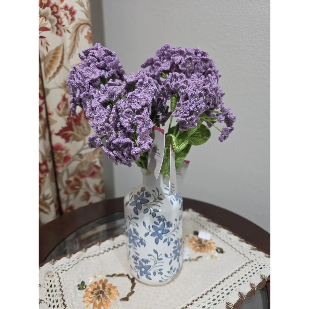 Handmade Crochet Hydrangea Flowers Set of 5 – Purple Lavender – Forever Flowers